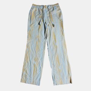 Cato Womens White Yellow Striped Drawstring‎ Straight Casual Pants Size S